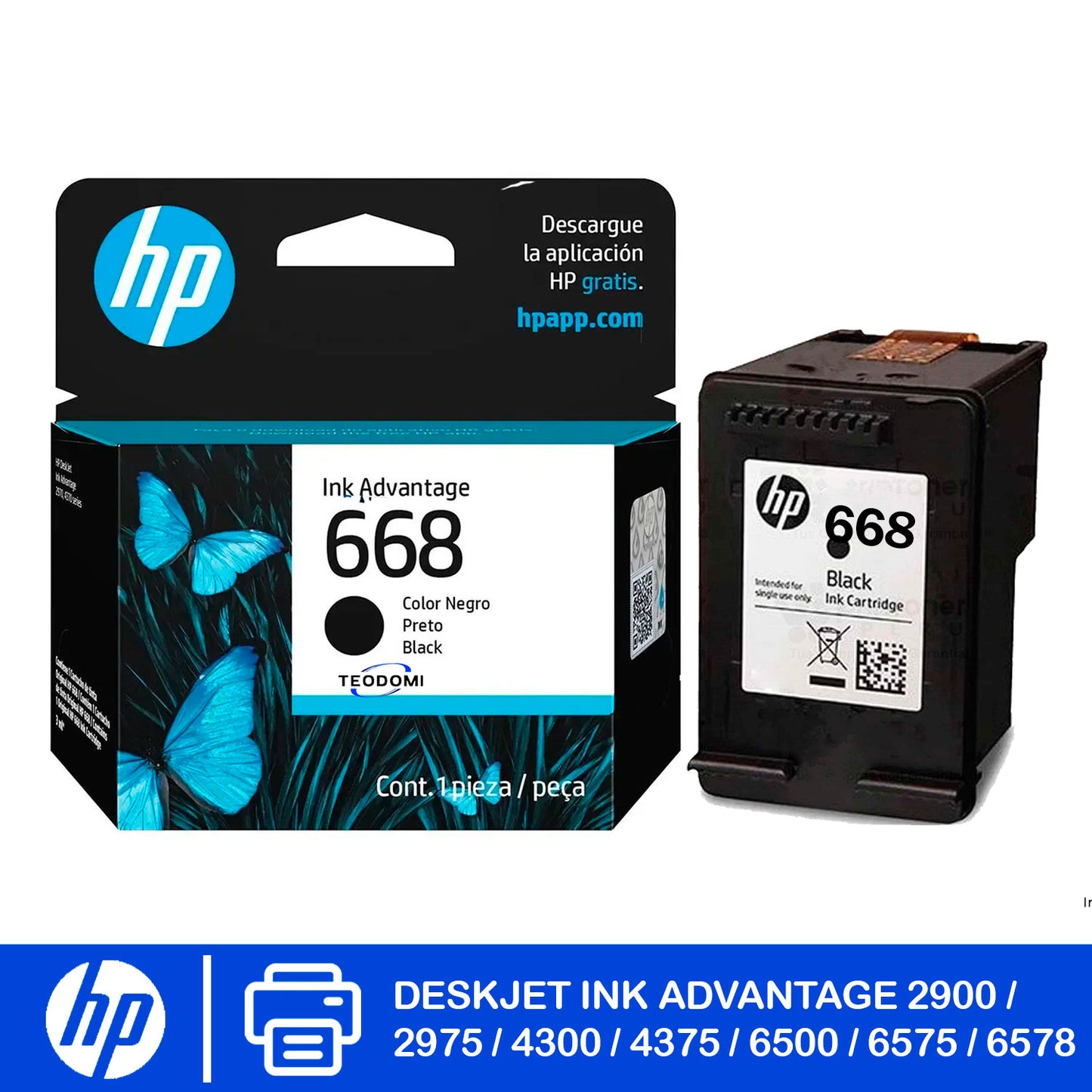 Cartucho Tinta HP 668 Negra | 6055 / 6075 / 6455 / 8010 / 8025 / 8035 | Panamá