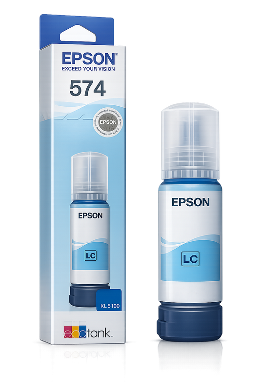 Tinta Epson T574 Light Cyan | Botella EcoTank Original para L8050 y L18050