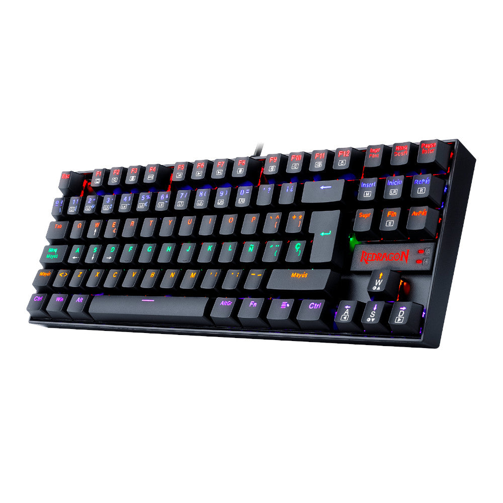 Teclado Mecánico Gamer Redragon Kumara K552RGB-1 TKL (80%) Español - Switches Outemu Red - RGB USB
